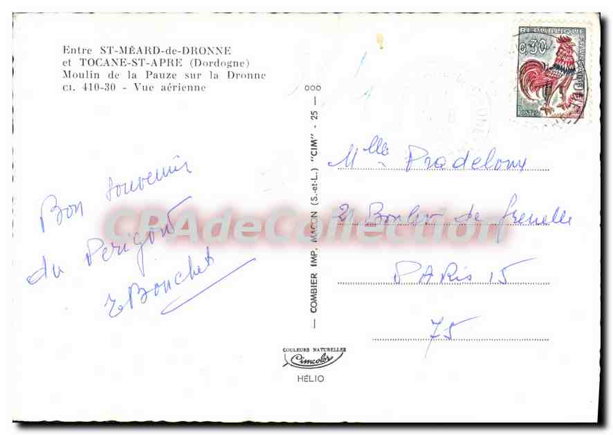CPSM St Meard De Dronne Et Tocane St Apre Moulin De La Pauze Sur La — Verso