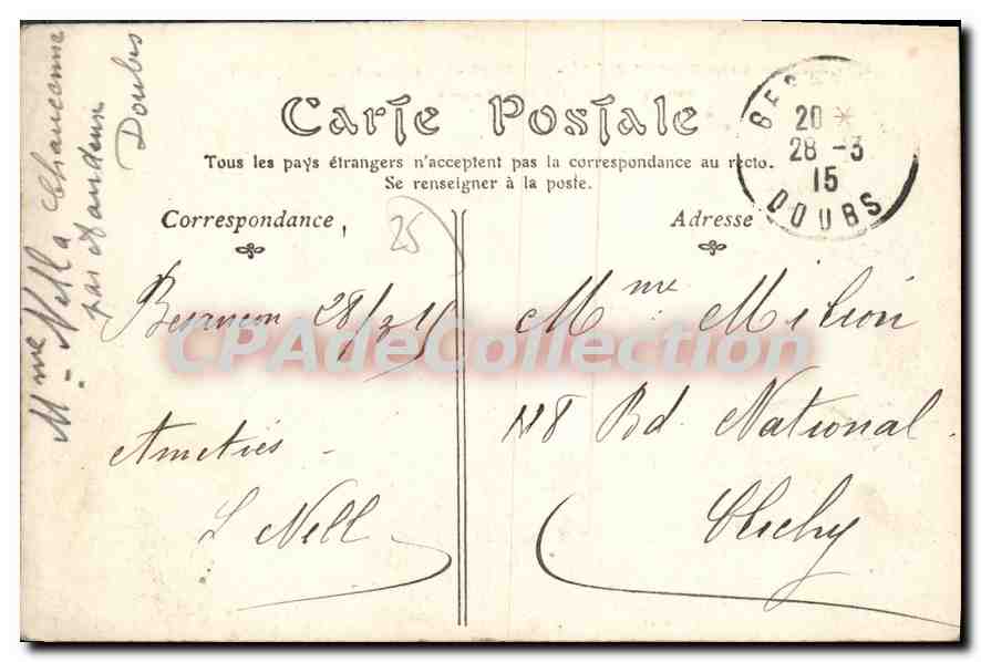 CPA Excursions En Franche Comte Mouthier Le Rocher De la Tournelle Sur La — Rückseite