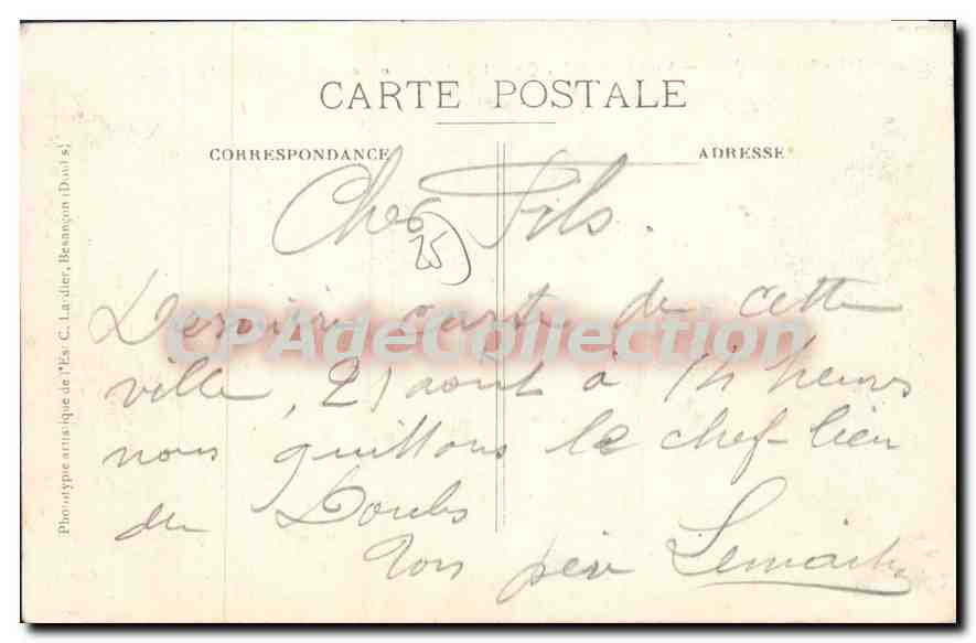 Besançon — Vue Générale, Quartier des Casernes et les Chaprais — C. L. k. — Rückseite
