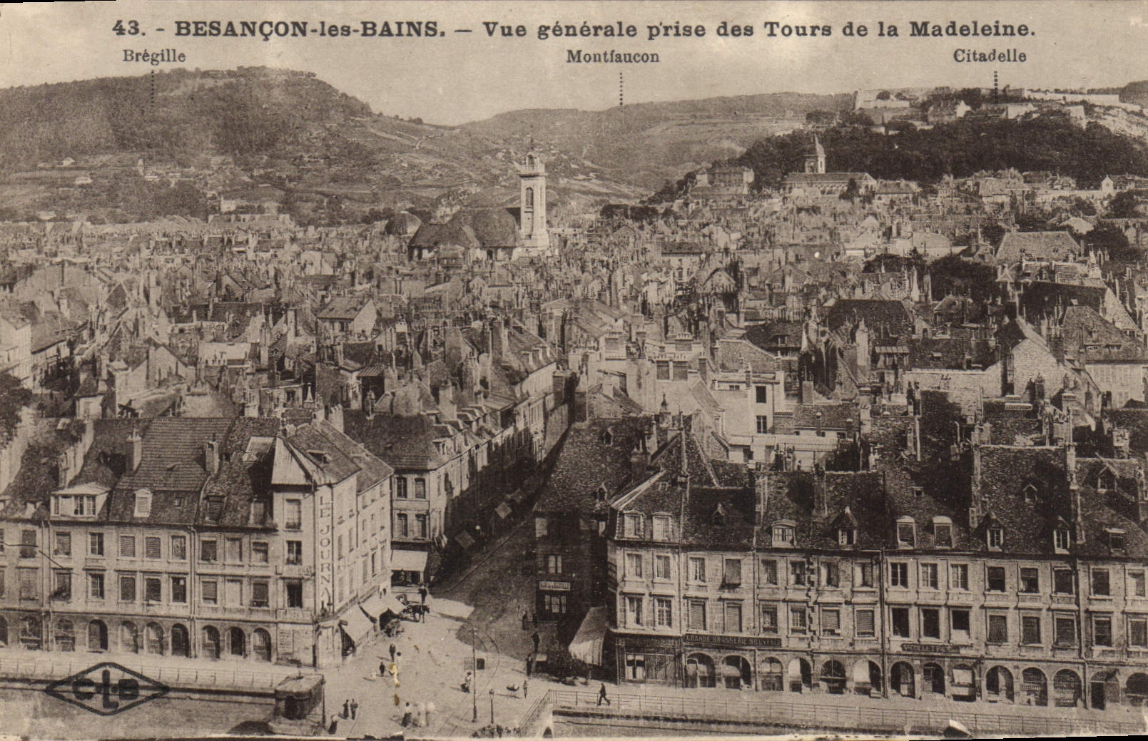 Besançon-les-Bains — Vue générale prise des Tours de la Madeleine — Éditeur C. Lardier, n°43