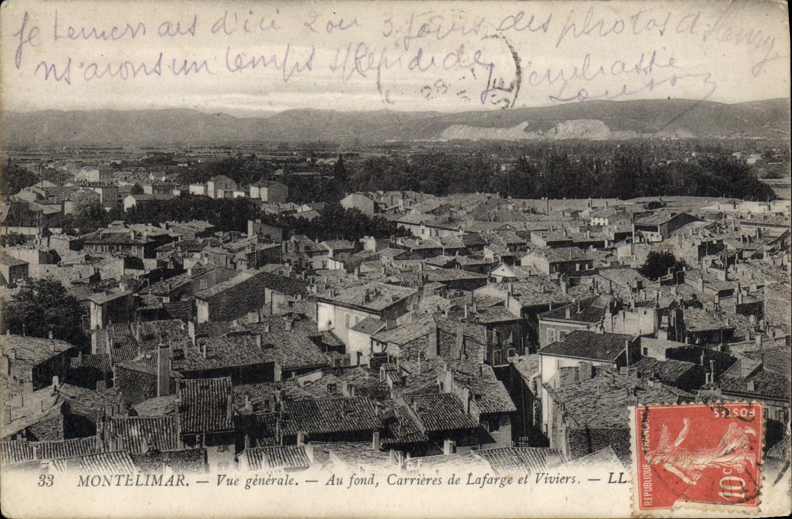 Montélimar — Vue générale — Au fond, Carrières de Lafarge et Viviers — LL