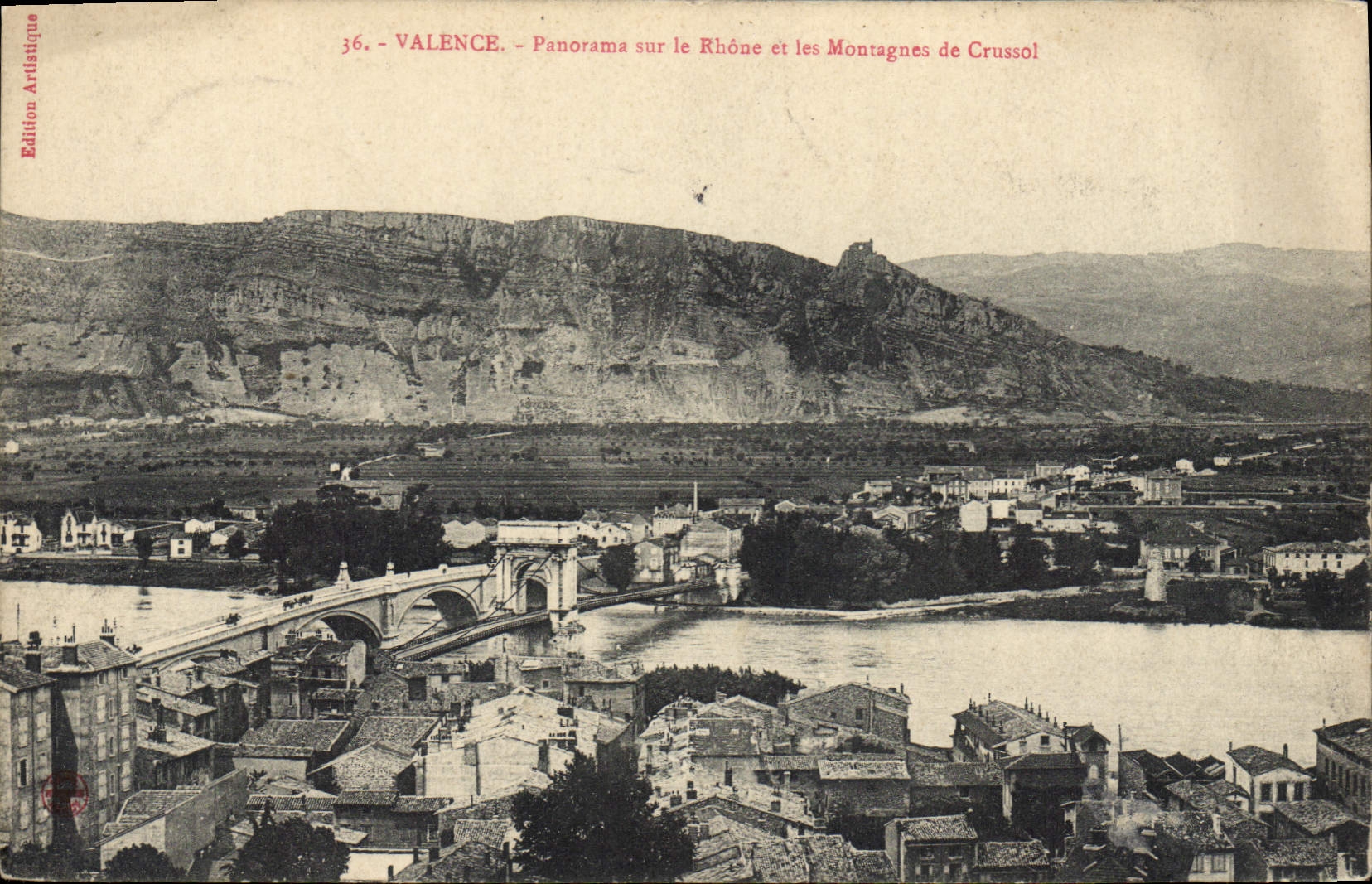 Valence - Panorama sur le Rhône et les Montagnes de Crussol — Édition Artistique