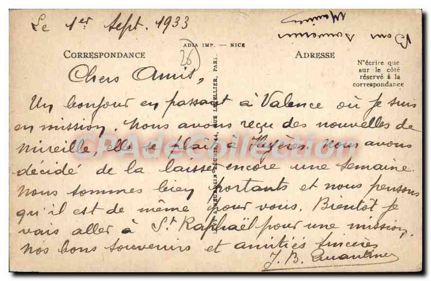 CPA Valence Le Pont Et Le Rocher De Crussol — Rückseite