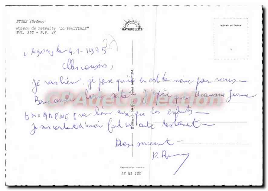 CPSM Nyons Maleon De Retraite La Pousterle — Back