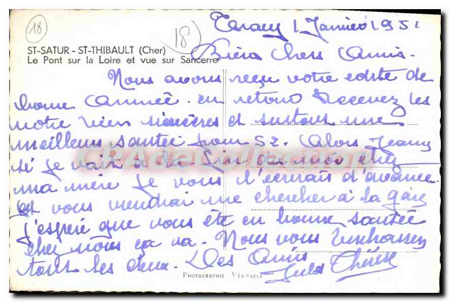 CPA Saint Satur St Thibault Le Pont Sur La Loire Et Vue Sur Sancerre — Rückseite