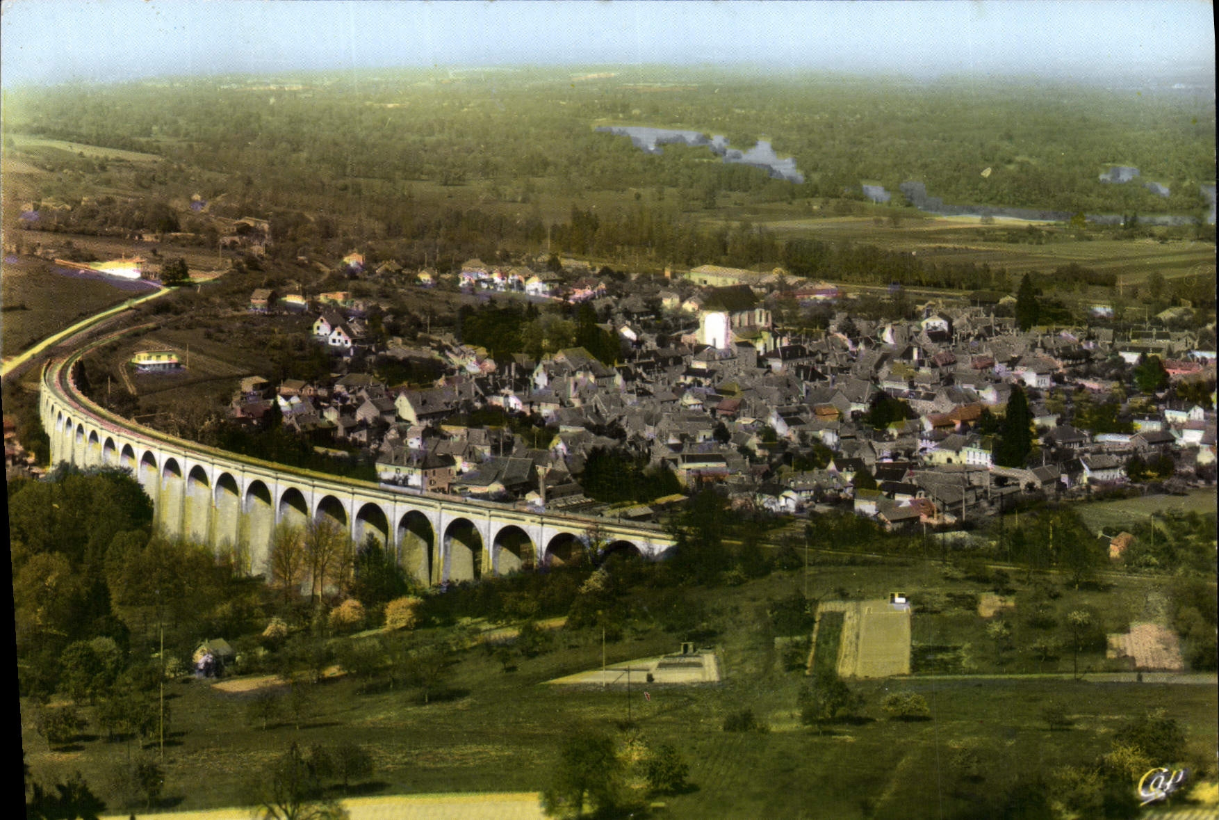 CPSM Sancerre Vue Generale Sur St Satur Et Le Viaduc