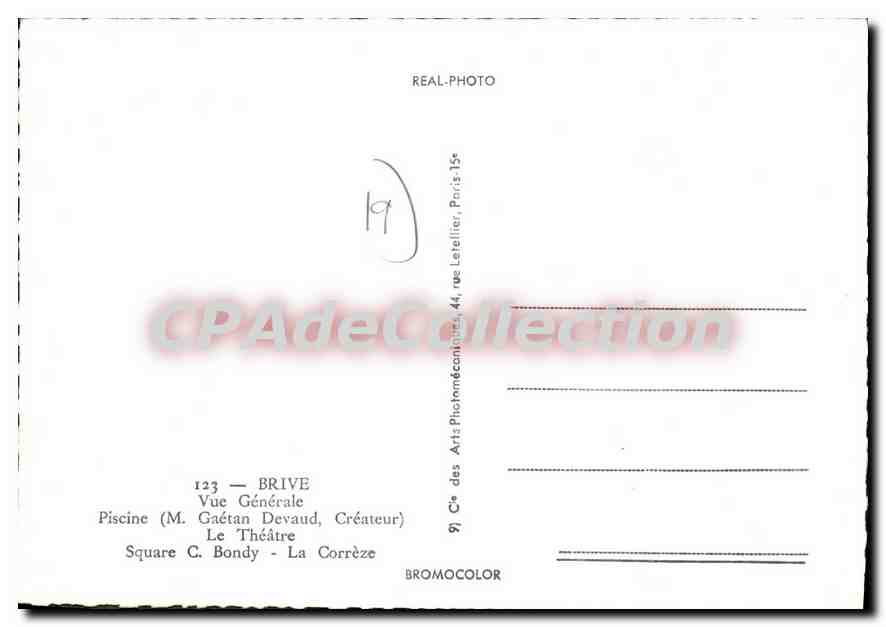 CPSM Brive Vue Generale Piscine Gaetan Devaud Createur — Back