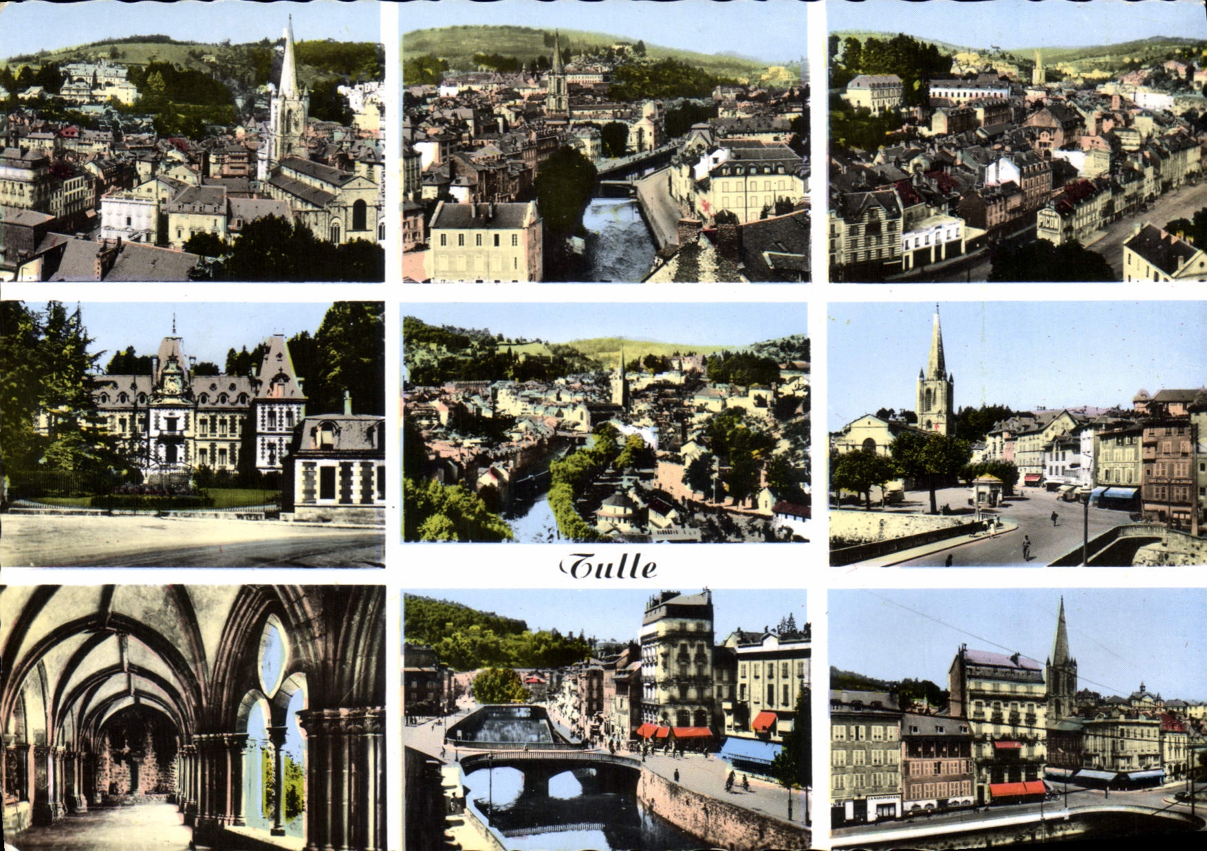 Tulle — vue générale, pont, église, préfecture — REAL-PHOTO