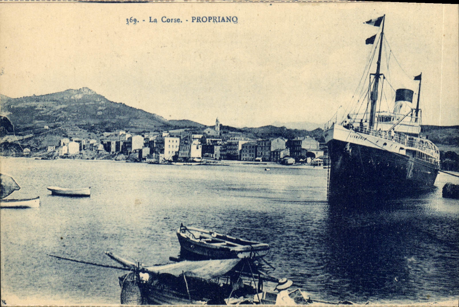Propriano — Port avec navire à vapeur — Éditeur La Corse, n° 369