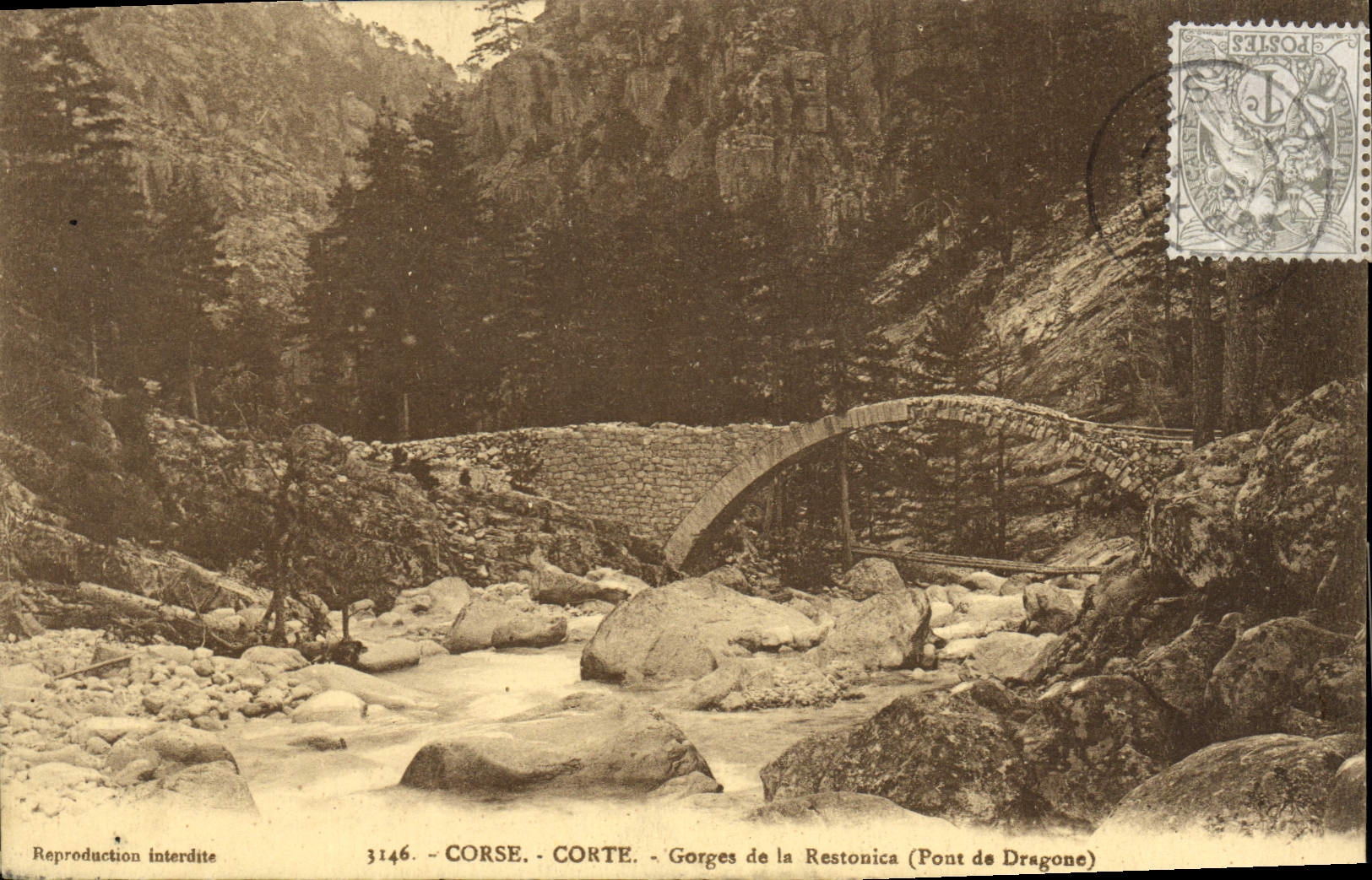 Gorges de la Restonica (Pont de Dragone) — Corse — Corte — n° 3146