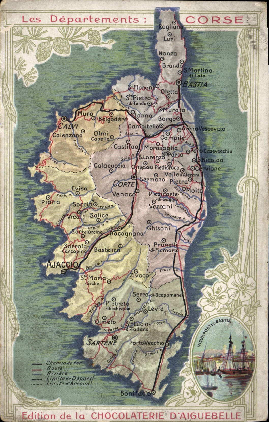 Corse — Carte des Départements — Édition de la Chocolaterie d'Aiguebelle