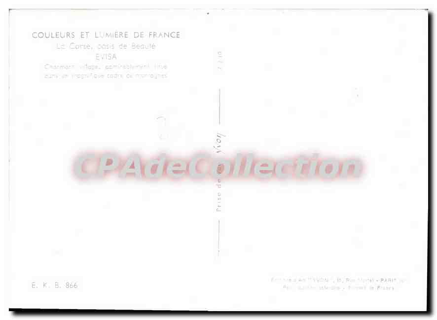 La Corté, oasis de Beauté — Evisa — Éditeur Yvon, n° 866 — Verso