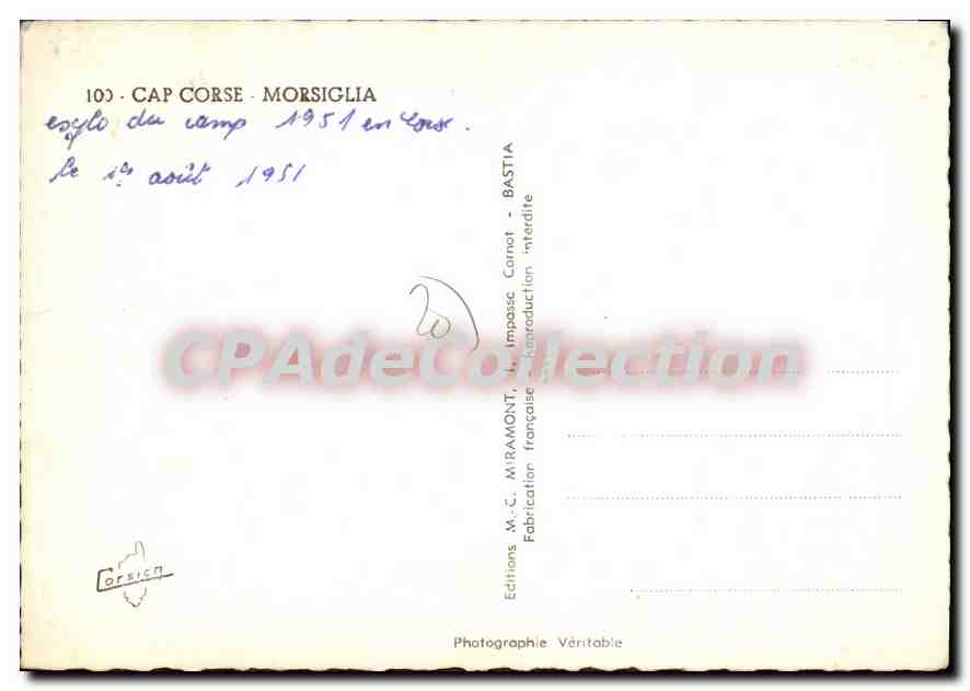 CPSM Cap Corse Morsiglia — Verso