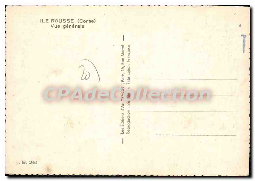 CPSM Ile Rousse Vue Generale — Verso