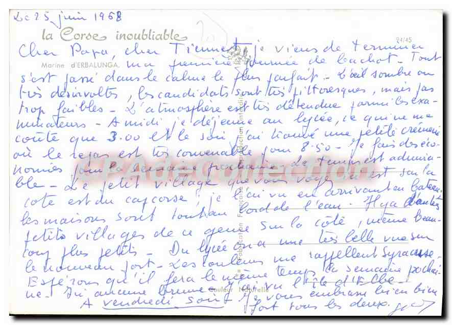CPSM La Corse Inoubliable — Verso