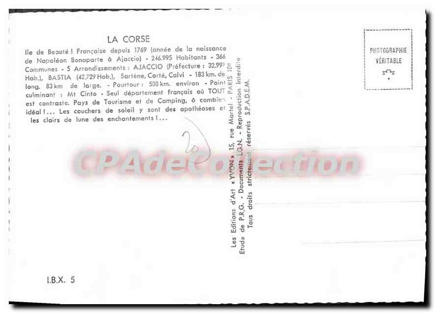 CPSM La Corse Ile De Beaute Froncaise Depuis — Verso