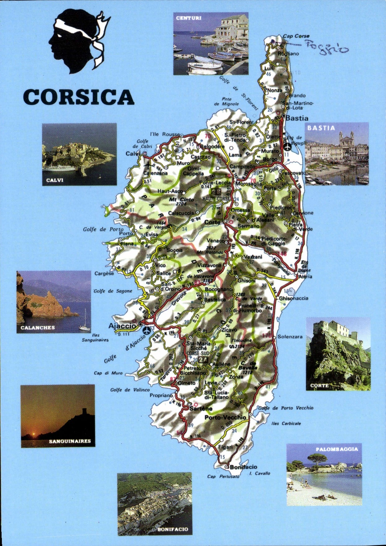 Karte von Korsika — Erinnerung an Korsika, Ausschnitt aus der Karte I.G.N. 901, Ausgabe 1989