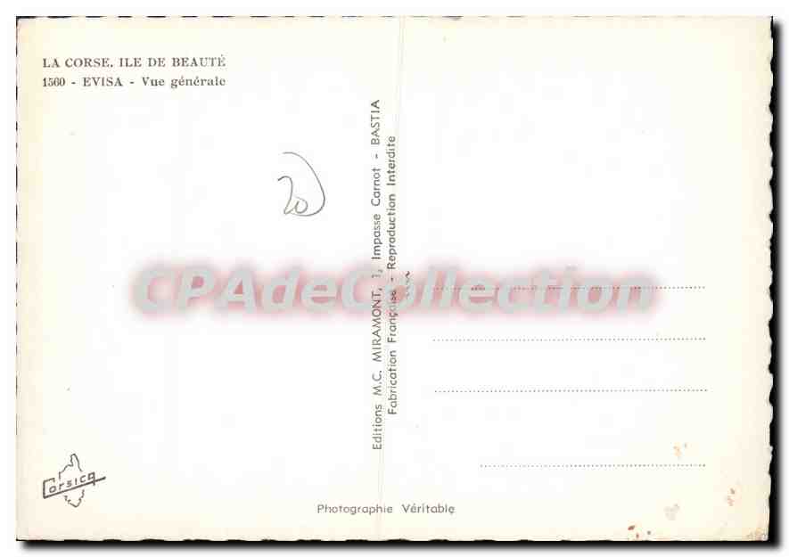 Bastia — Vue générale — Éditions M.C. Miramont — Verso