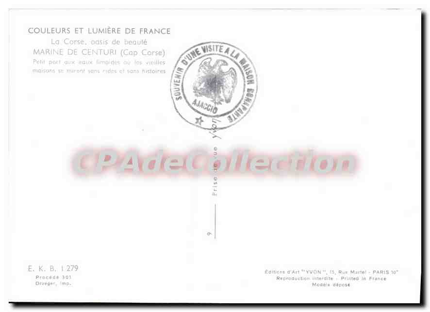 Marine de Centuri — Cap Corse — Éditions d'Art YVON — Verso