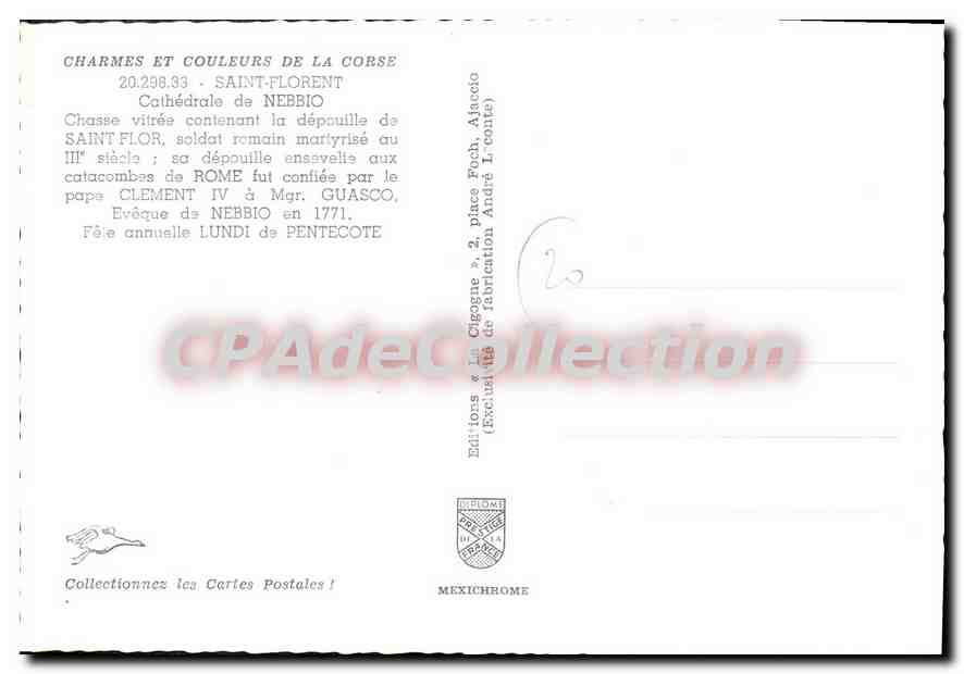 Cathédrale de Nebbio — Châsse vitrée contenant la dépouille de Saint-Florent — Éditions Mexichrome — Reverso
