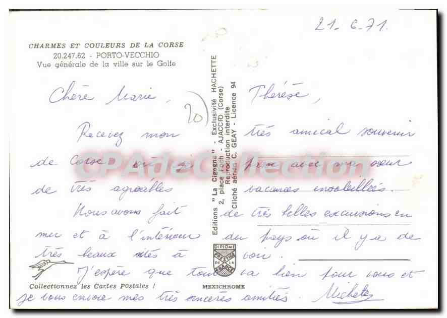 Porto-Vecchio — Vue générale de la ville sur le Golfe — Éditions Hachette — Reverso