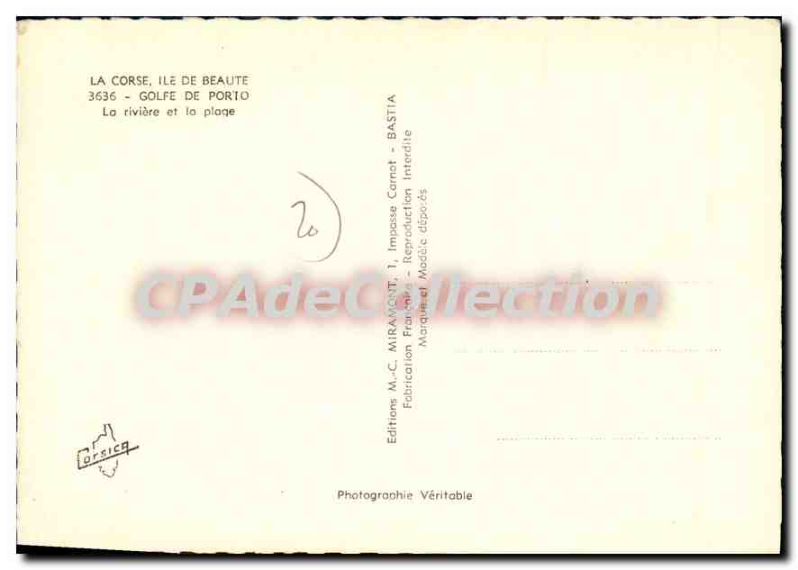 CPSM La Corse Ile De Beaute Golfe De Porto La Riviere Et La Plage — Verso