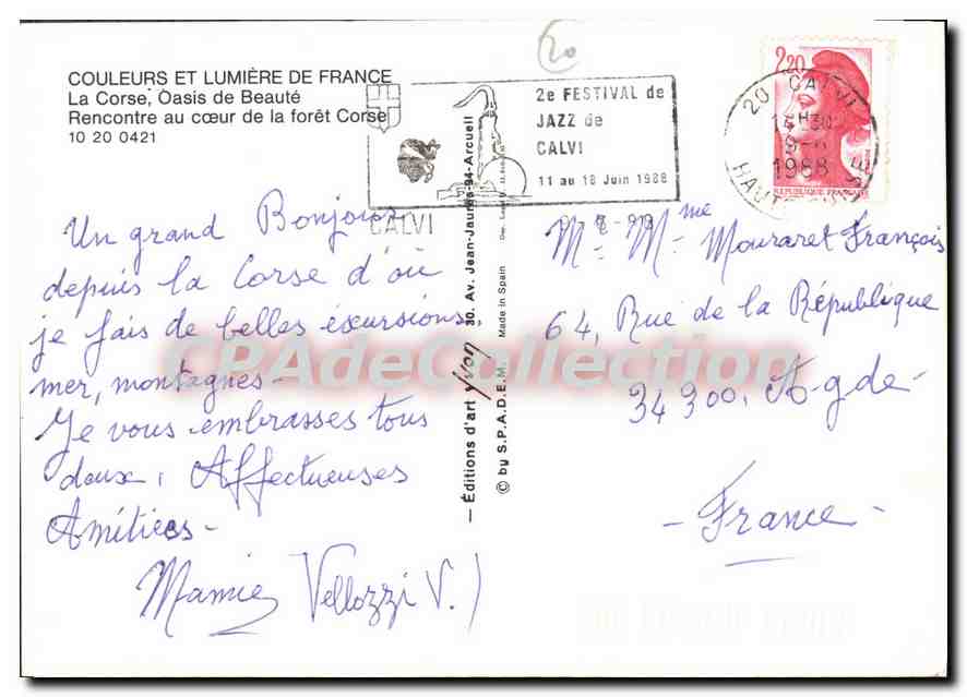 CPSM La Corse Oasis De Beaute Rencontre Au Coeur De La Foret — Verso