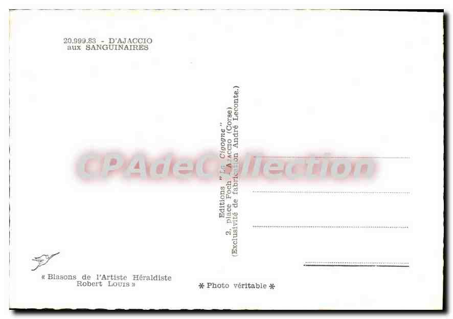 CPSM La Corse D'Ajaccio Aux Sanguinaires — Verso