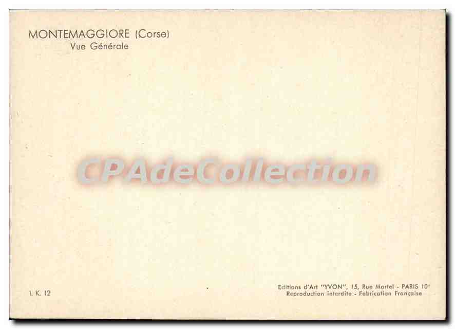 CPSM La Corse Montemaggiore Vue Generale — Verso