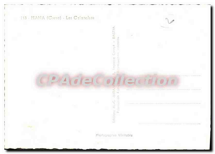 Piana (Corse) - Les Calanches — Éditions M.-C. Mirawat, Bastia — Reverso