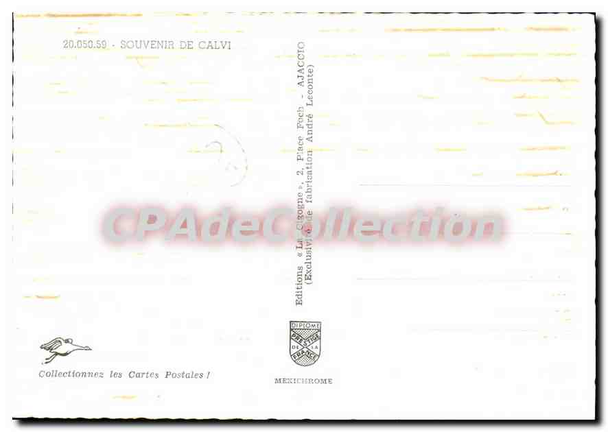 CPSM La Corse De Calvi — Verso