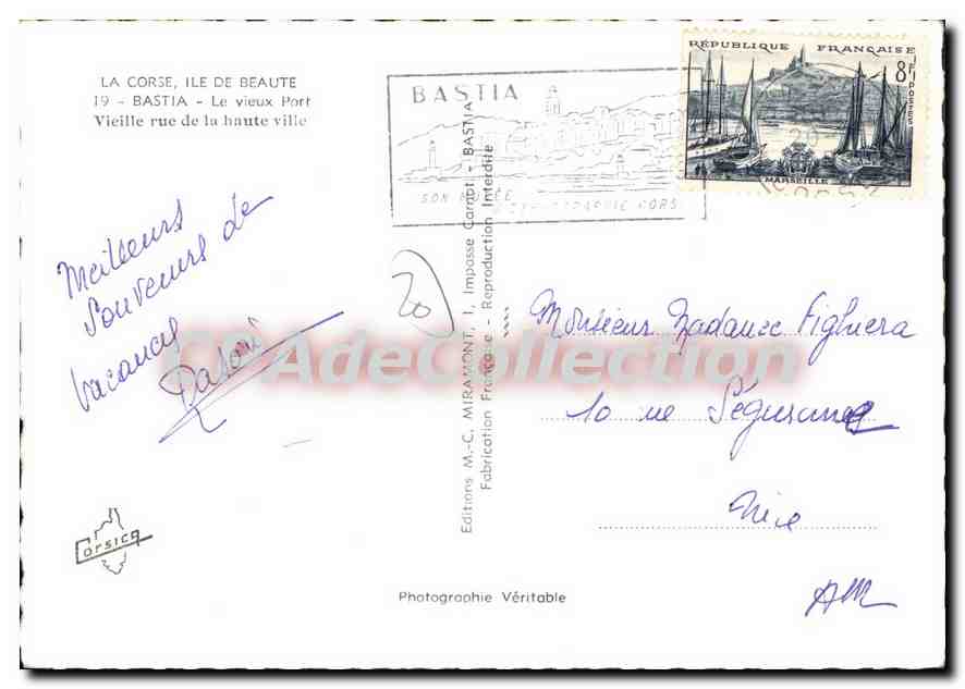 Bastia - Vieille rue de la haute ville — Éditions M.-C. Miramont, Bastia — Verso