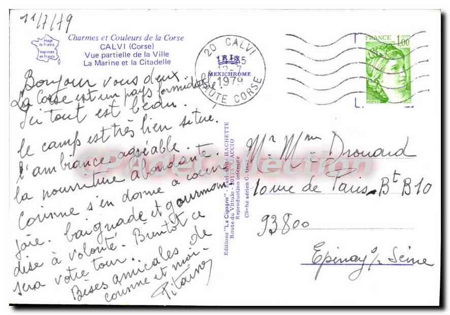 CPSM Calvi Vue Partielle De la Ville La Marine Et La Citadelle — Rückseite
