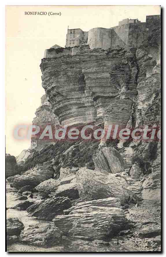 Bonifacio (Corse) — vue du château sur falaise — Collection J. Moretti, n° 319 - Anverso