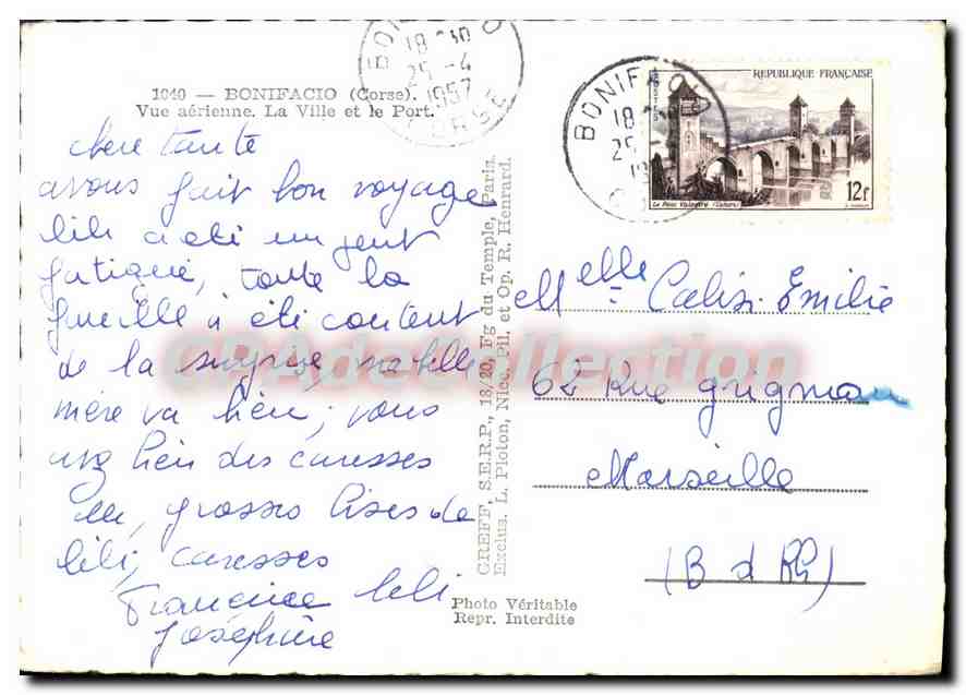 Bonifacio (Corse) — Vue aérienne. La Ville et le Port — Photo Véritable Repr. Interdite — Reverso