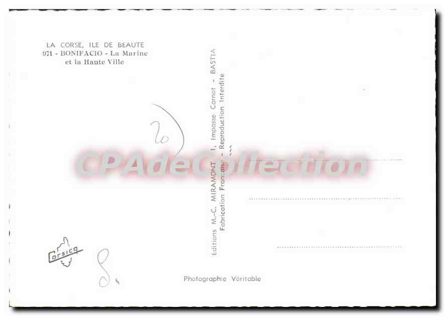 Bastia - La Marine et la Haute Ville — Éditions M.-C. Miramont, Bastia — Verso
