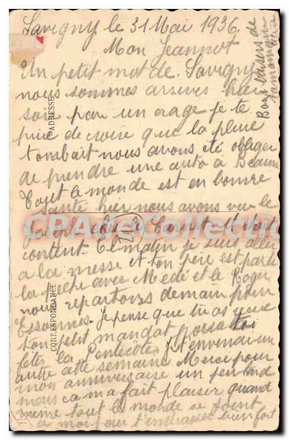 CPA Savigny Les Beaune Vieille Cour — Rückseite