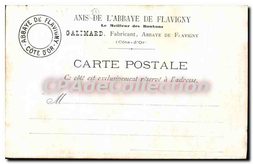 CPA Abbaye De Flavigny La Fontaine De La Recluse Marque Des Anis — Rückseite