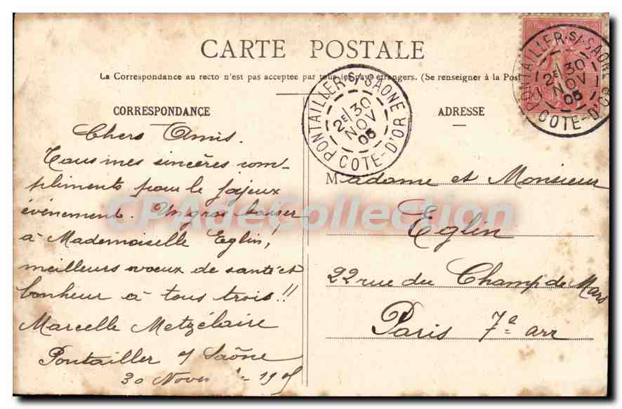 PONTAILLER-sur-SAÔNE — Le Port — L. V., édit. — Rückseite