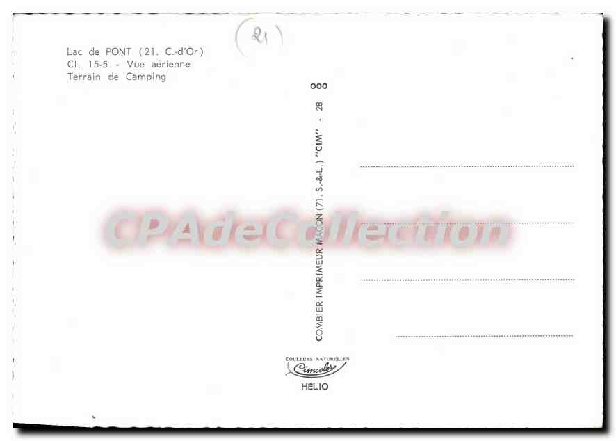 Lac de Pont (21, C.-d'Or) — Vue aérienne du terrain de camping — CIM — Verso