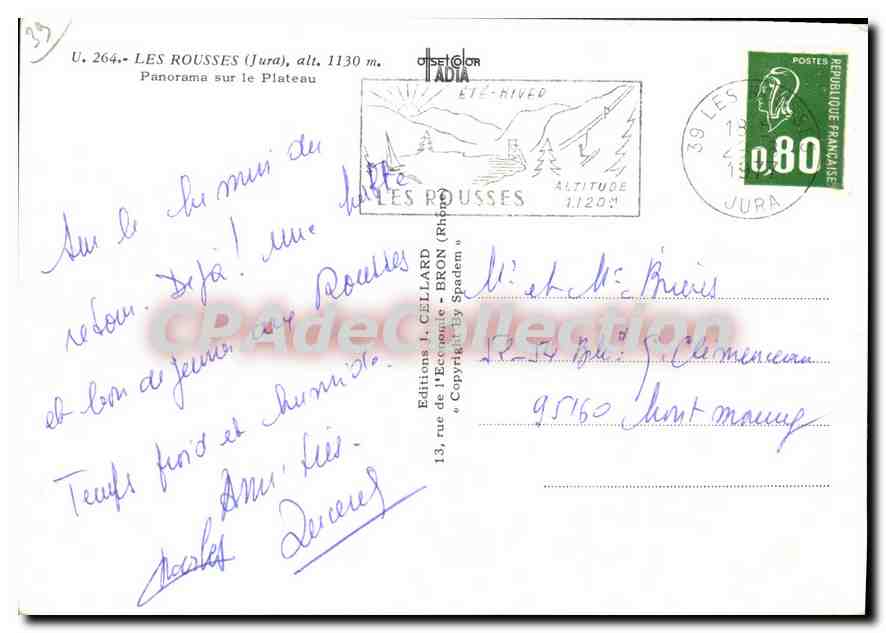 Les Rousses (Jura) — panorama sur le plateau — Éditions L. Celliard, n° U. 264 — Reverso