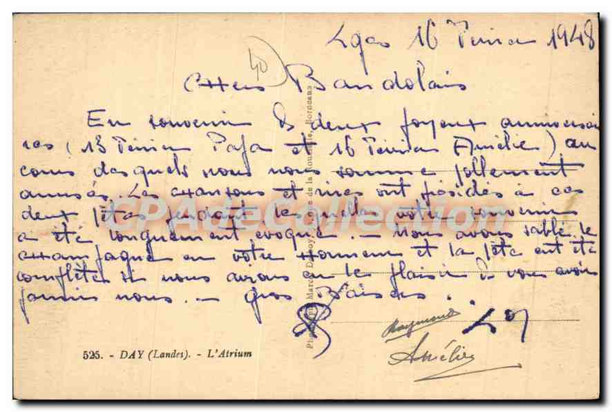 L'Atrium à Day (Landes) — éditeur Yoblect, n° 525 — Rückseite