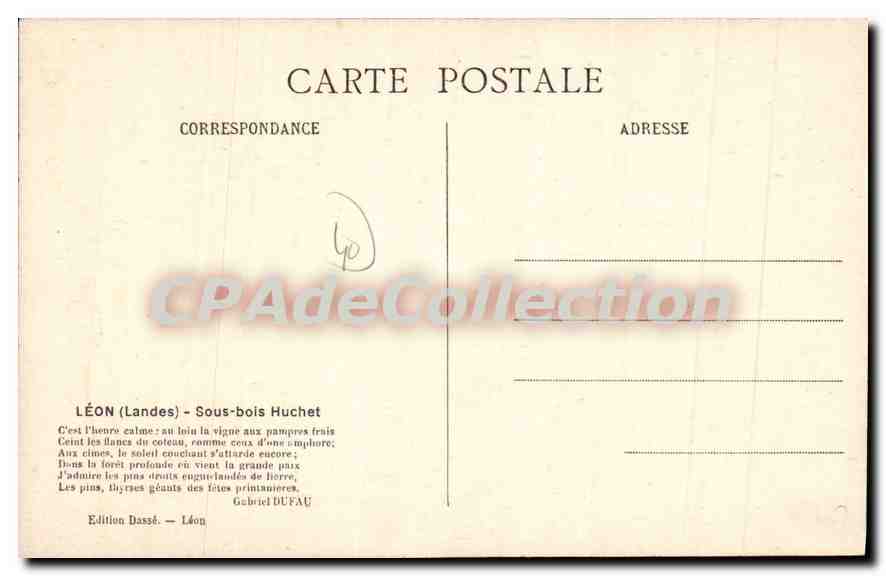 CPA Leon Landes Sous Bois Huchet  — Verso