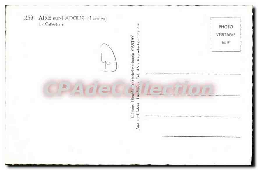 CPA Aire sur Adour Landes La Cathedrate  — Verso