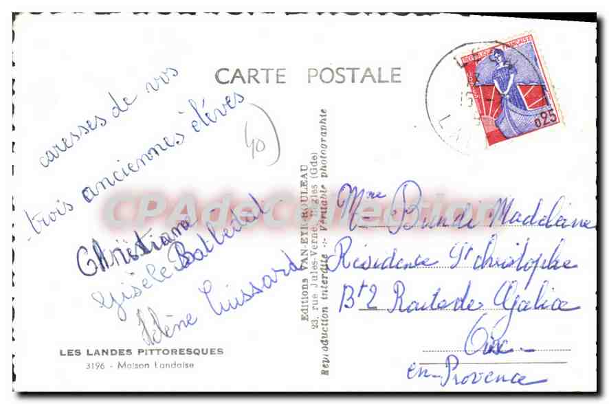 CPA Les Landes Pittoresques Maison Landaise  — Verso