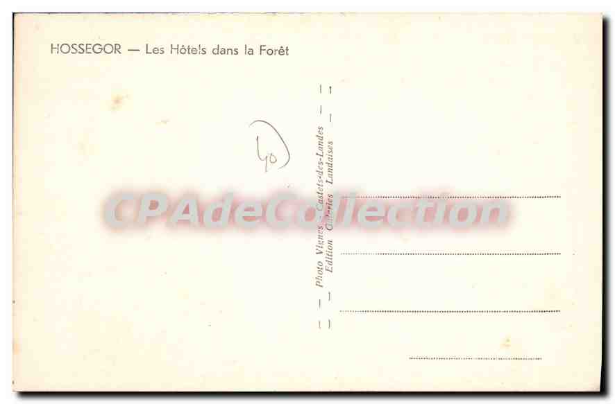 CPA Hossegor Les Hotels dans la Foret  — Verso