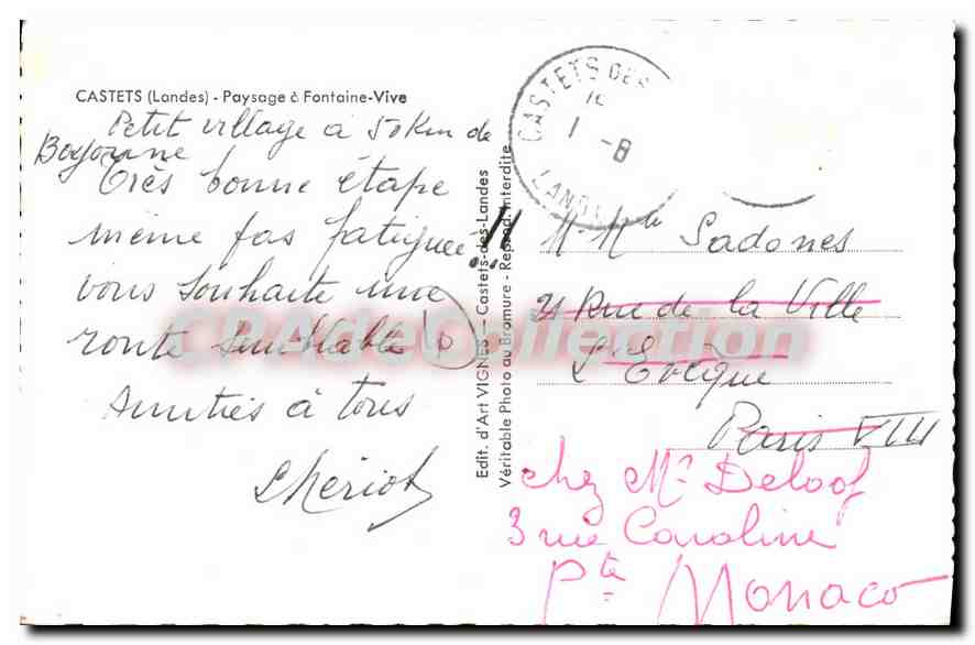CPA Castets Landes Paysage a Fontaine Vive  — Verso