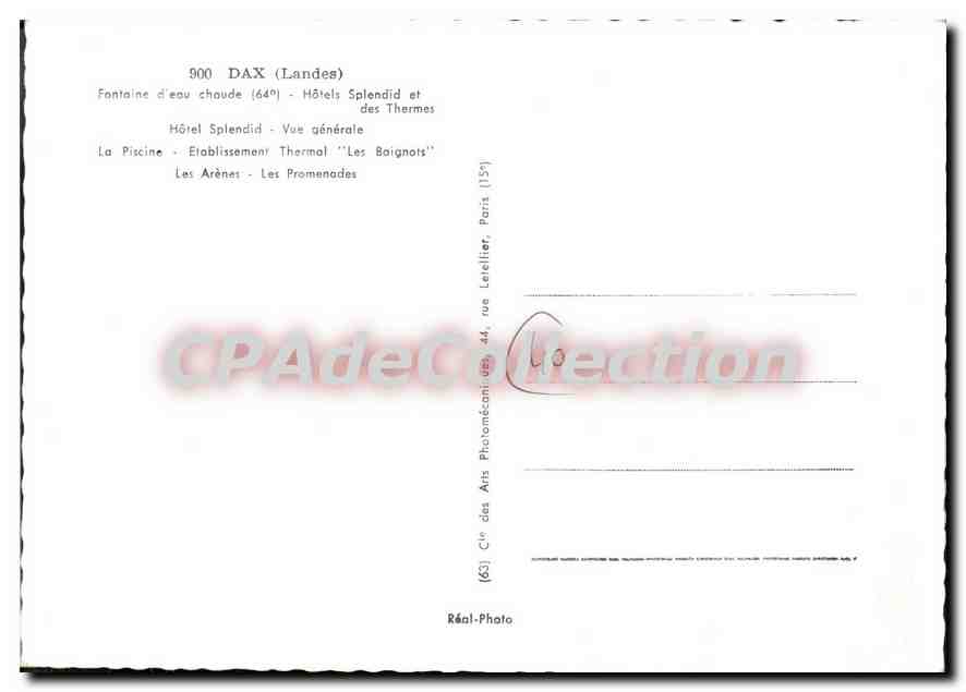 CPSM Souvenir de Dax  — Verso