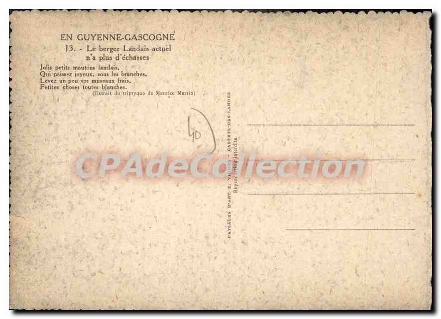 CPSM En Guyenne Gascogne Le Berger Landais Actuel  — Verso