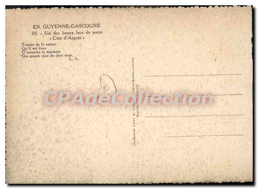 CPSM En Guyenne Gascogne Un des Beaux Lacs de Notre Cote d'Argent  — Verso